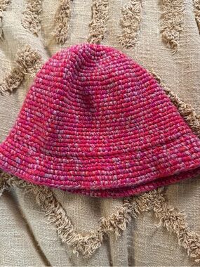 Women's hand made Pink Knit Bucket Hat